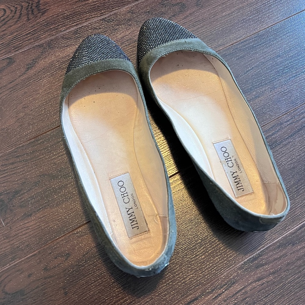 Jimmy Choo Flats with Sparkly Toe Detail